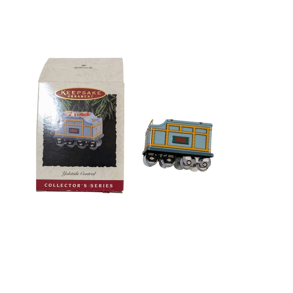 Hallmark Keepsake Ornament 1995 Yuletide Central Tender Car Pressed Tin Train